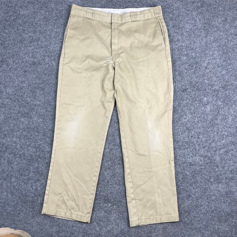 Dickies Pants Mens Size 38x32 Khaki Workwear Straight Leg Casual Work